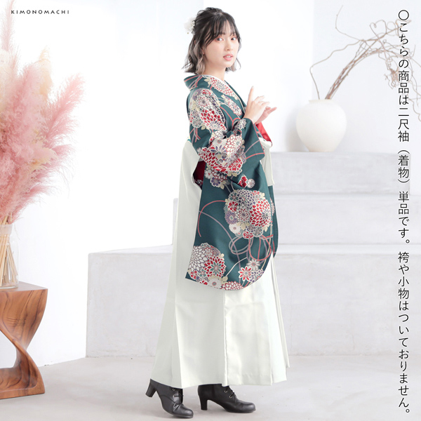 二尺袖着物 単品「かすみ草に青海波・鶴と花紋に紗綾形・星くずに七宝