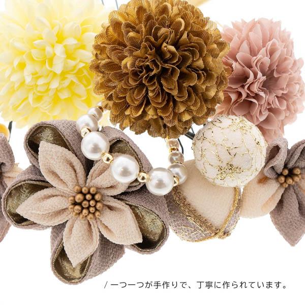 髪飾り 成人式 つまみ髪飾り Uピン 13点セット フラワーポット「風花 ベージュ Arenca No.8355」日本製 振袖用髪飾り お花髪飾り 成人式 卒業式 結婚式 着物【メール便不可】_5