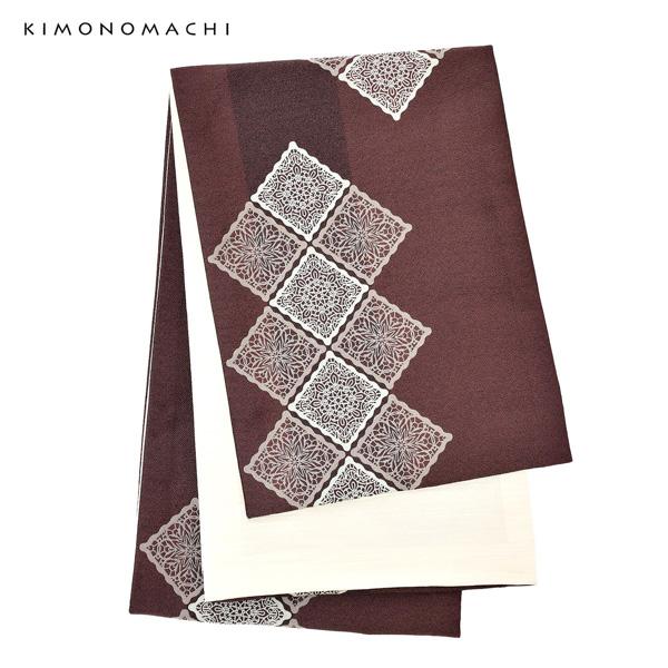 京袋帯 単品 数量限定 KIMONOMACHI オリジナル「焦茶色 スクエアレース」ポリエステル 日本製 名古屋帯 普段着着物用 京都きもの町オリジナル【メール便不可】_1