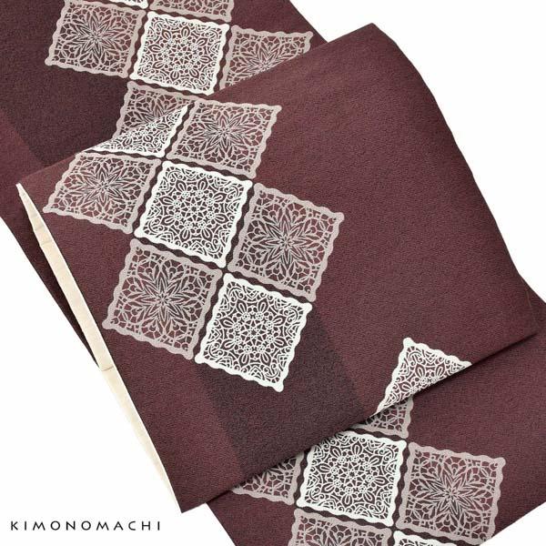京袋帯 単品 数量限定 KIMONOMACHI オリジナル「焦茶色 スクエアレース」ポリエステル 日本製 名古屋帯 普段着着物用 京都きもの町オリジナル【メール便不可】_3