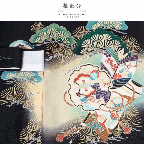 男の子のお宮参り産着 祝い着「黒 鷹、太鼓と車輪」熨斗目 のしめ 一つ身 一ツ身 初着 お初着 御祝着 着物 七五三 お宮詣り 祈願 お祈り 子供 キッズ 赤ちゃん ベビー 男児【メール便不可】_7