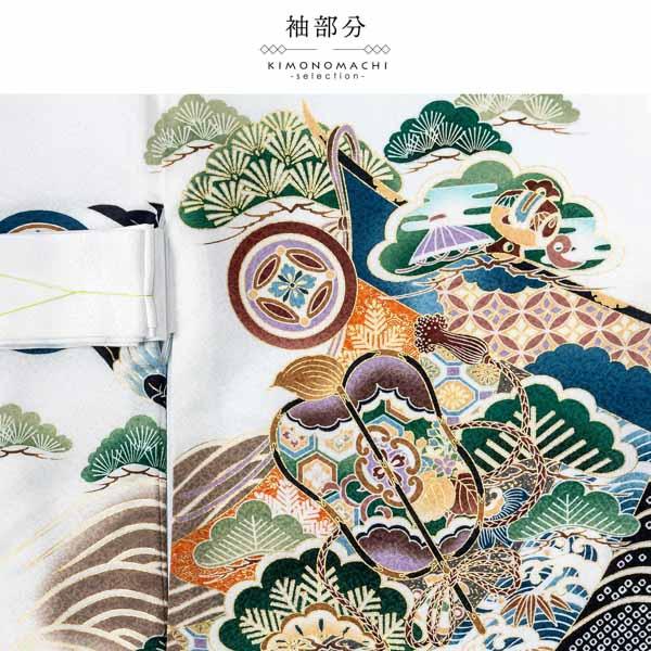 男の子のお宮参り産着 祝い着「白 鷹、束ね熨斗に鼓」日本製 熨斗目 のしめ 一つ身 一ツ身 初着 お初着 御祝着 着物 七五三 お宮詣り 祈願 お祈り 子供 キッズ 赤ちゃん ベビー 男児【メール便不可】_7