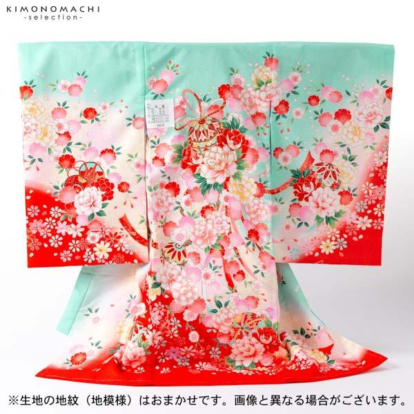 女の子のお宮参り産着 祝い着「ミント 鞠と花束」日本製 一つ身 一ツ身 初着 お初着 御祝着 着物 熨斗目 のしめ 七五三 お宮詣り 祈願 お祈り 子供 キッズ 赤ちゃん ベビー【メール便不可】_2