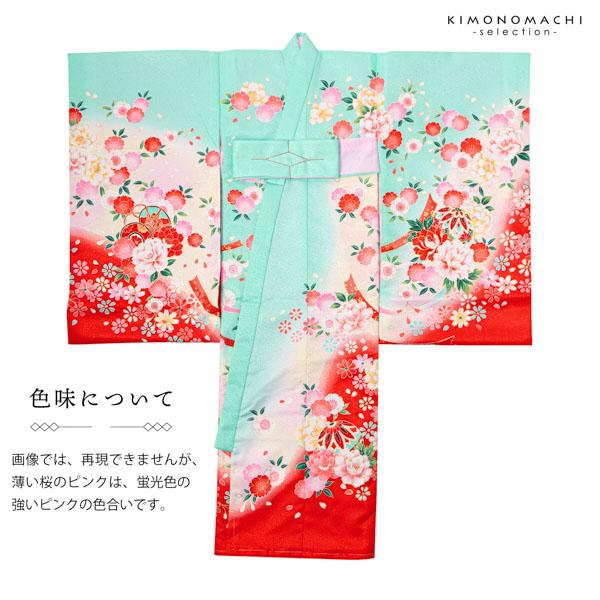 女の子のお宮参り産着 祝い着「ミント 鞠と花束」日本製 一つ身 一ツ身 初着 お初着 御祝着 着物 熨斗目 のしめ 七五三 お宮詣り 祈願 お祈り 子供 キッズ 赤ちゃん ベビー【メール便不可】_5