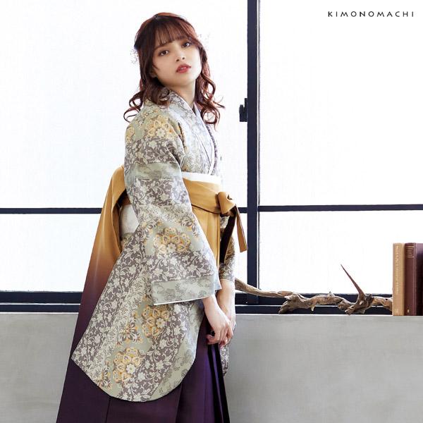 JAPAN ファッション 2尺袖 ポリエステル着物 更紗 袴用
