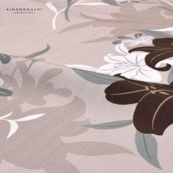 浴衣 レディース 女性浴衣単品「百合 ココア」ポリエステル浴衣 プレタ浴衣 お仕立て上がり浴衣 大人浴衣 Fサイズ 女性用 女性浴衣 ゆかた【メール便不可】