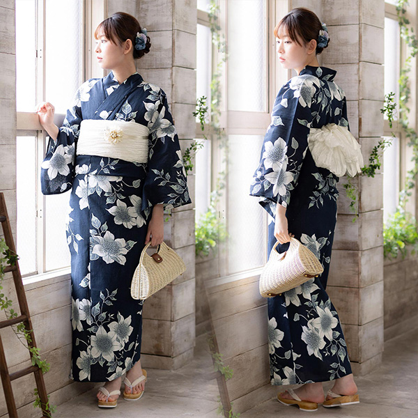みすゞうた浴衣金魚ネイビー金子みすゞ綿絽