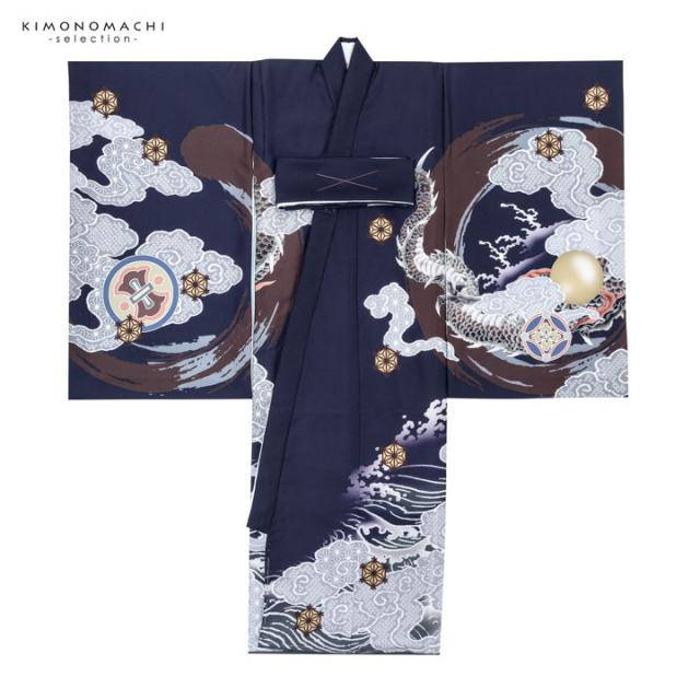 男の子のお宮参り産着 祝い着「紺鼠色 円相、雲龍」日本製 熨斗目 のしめ 一つ身 一ツ身 初着 お初着 御祝着 着物 七五三 お宮詣り 祈願 お祈り 子供 キッズ 赤ちゃん ベビー 男児【メール便不可】_5