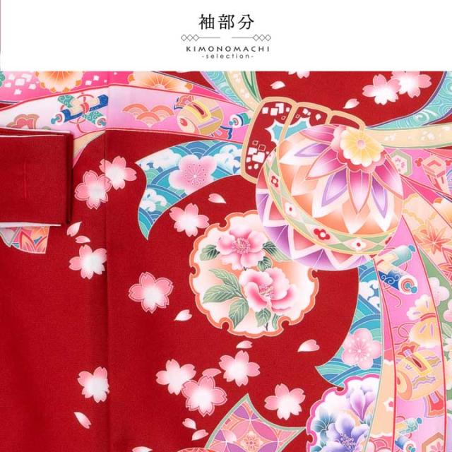 女の子のお宮参り産着 祝い着「レッド 鞠に束ね熨斗」日本製 一つ身 一ツ身 初着 お初着 御祝着 着物 熨斗目 のしめ 七五三 お宮詣り 祈願 お祈り 子供 キッズ 赤ちゃん ベビー 女児【メール便不可】_7