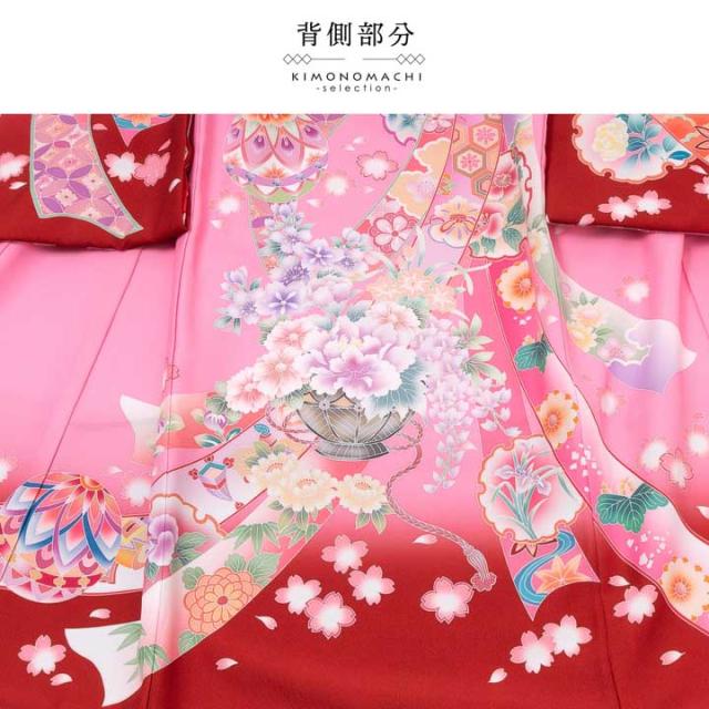 お宮参り　産着　祝着　赤×ピンク　花車　束ね熨斗　女の子　襦袢付き お宮参り 産着 祝着 赤×ピンク 花車 束ね熨斗 女の子 襦袢付き 楽天