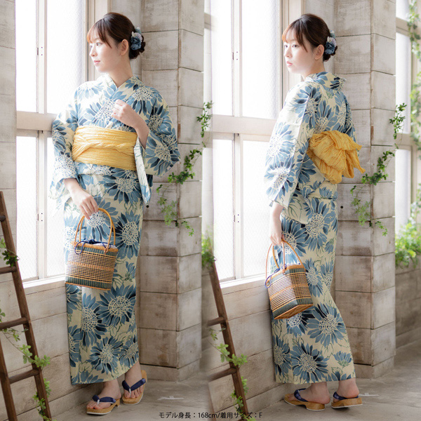 浴衣 セット レディース 浴衣としわ兵児帯の2点セット「芙蓉の花