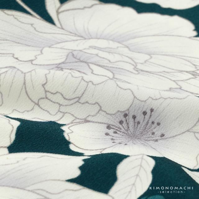 袴 セット 卒業式 女性 4点セット「二尺袖：牡丹に桜 深青緑+刺繍袴：アイスグレー+袴下帯：シルバーグレー+襦袢」卒業式 女性 レディース お仕立て上がり 袴セット 二尺袖着物セット 着物 二尺着物 袴【メール便不可】_8