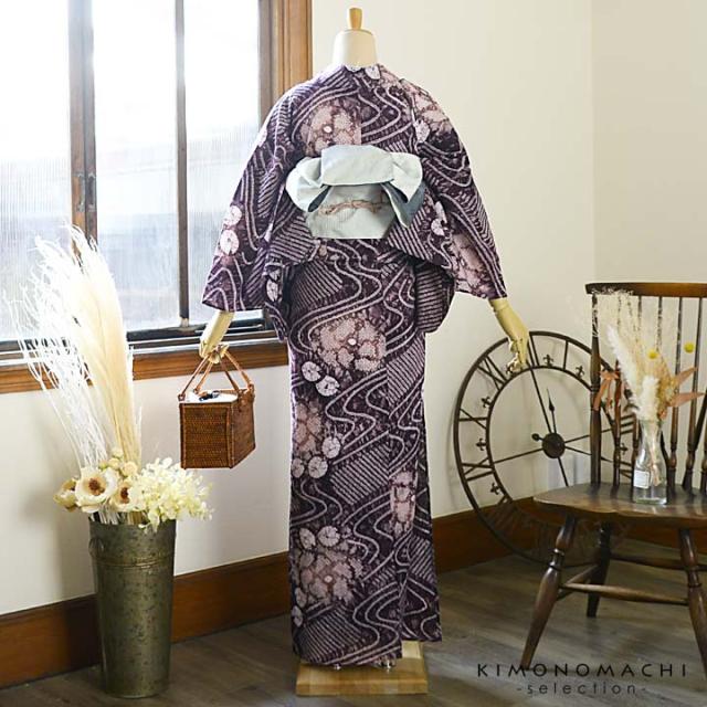 お仕立て上がり絞り浴衣単品「流水に花 紫根色（天竺）」有松絞り 女性浴衣単品 レディース浴衣単品 綿 お仕立て上がり浴衣 yukata【メール便不可】_4