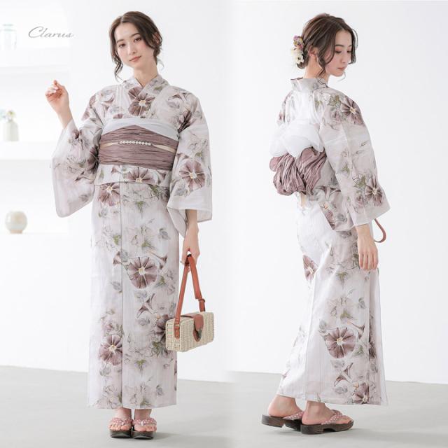 Clarus レディース 女性浴衣 単品「夏の思い出 あじさい 褐色・あさがお セピア・花火 セピア・泥中花と陽金魚 全4柄」F/フリーサイズ 綿浴衣 大人可愛い きもの町オリジナル 女性用浴衣 ゆかた yukata【メール便不可】