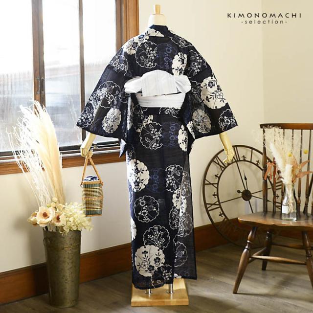 M3301☆ 着物淡雪 ☆ 綿絽 ☆ 大人の綿絽浴衣 笹竹の縞