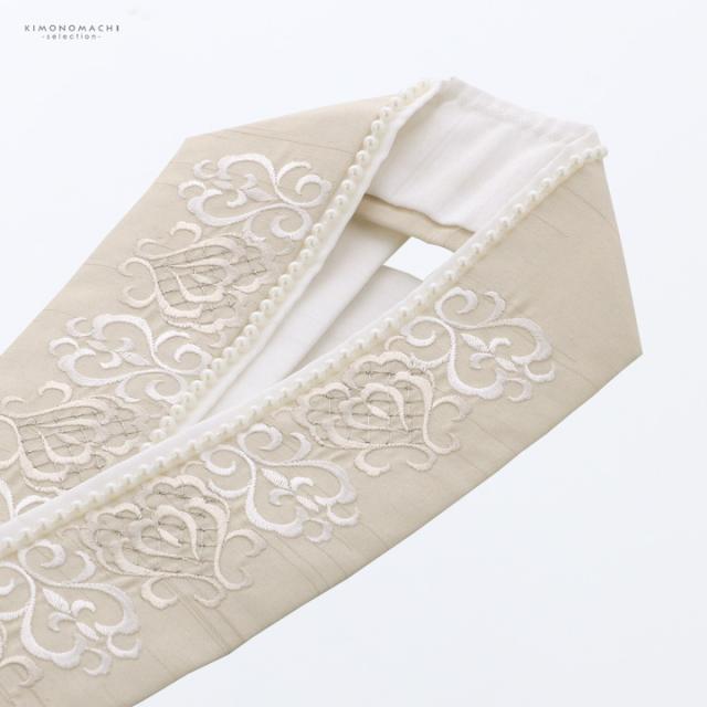 パール付き 重ね衿 伊達衿 単品「刺繍×パール ベージュ」日本製 コームピン付き 可愛い 豪華 成人式の振袖に 卒業式の袴や二尺着物に 重ね襟 フォーマル 着物 伊達襟 振袖小物【メール便不可】_4