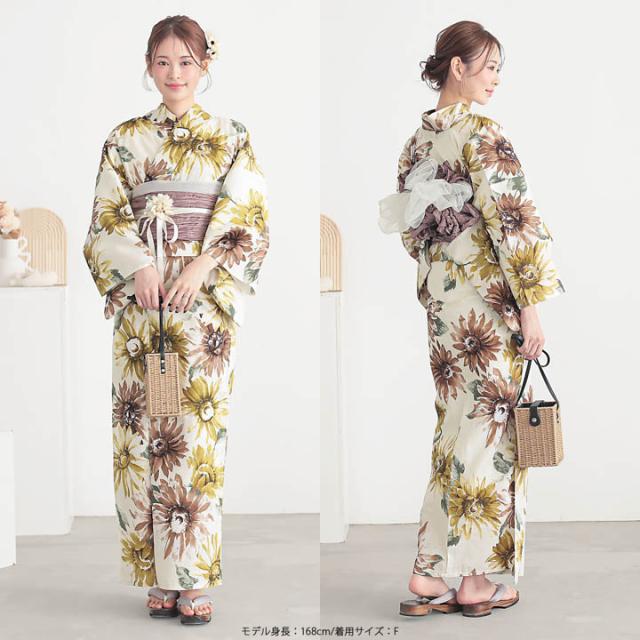 浴衣 レディース 女性浴衣 2点セット(綿浴衣+しわ兵児帯)「スイートリリー：紫陽花・芍薬・ひまわり」Fサイズ 綿浴衣 プレタ浴衣 お仕立て上がり浴衣 ブランド浴衣 大人浴衣 女性用 女性浴衣 ゆかた【メール便不可】_10