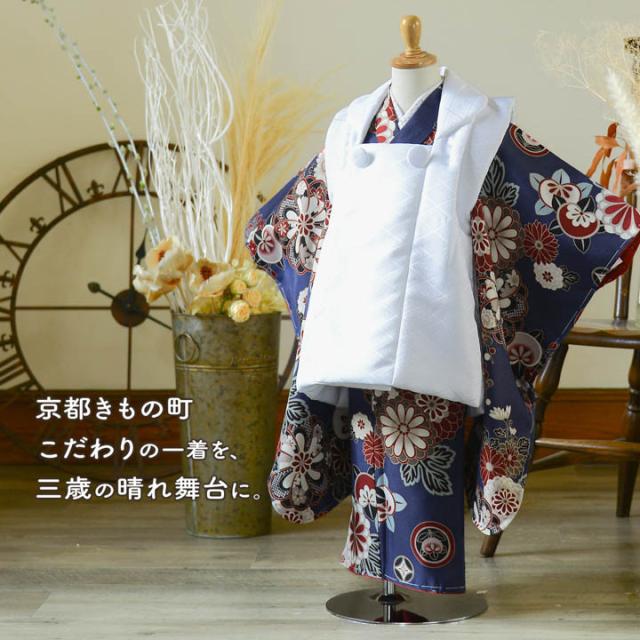 七五三 着物 被布コート 3歳 女の子・男の子 2点セット「縞すずらん