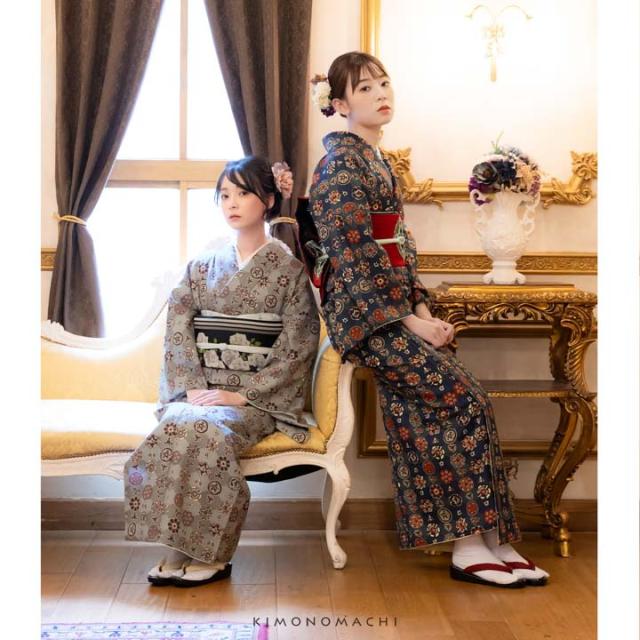 【2024-2025年新作】洗える着物 セット「袷着物＋京袋帯の2点セット 全8柄」着物 着物セット サイズS/M/L/LL KIMONOMACHI オリジナル 【メール便不可】ss2512kck10_17