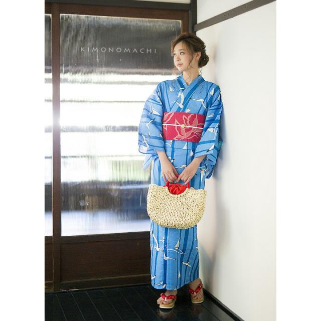 浴衣 レディース 浴衣と帯の2点セット KIMONOMACHI 変わり織り浴衣と帯