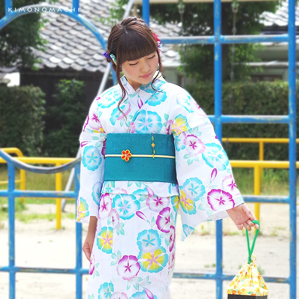 朝顔　浴衣　大人　ラメ　花火　夏祭り　上品 Fサイズ 女性浴衣単品「白色 朝顔」 ラメ浴衣 女性浴衣 花火大会