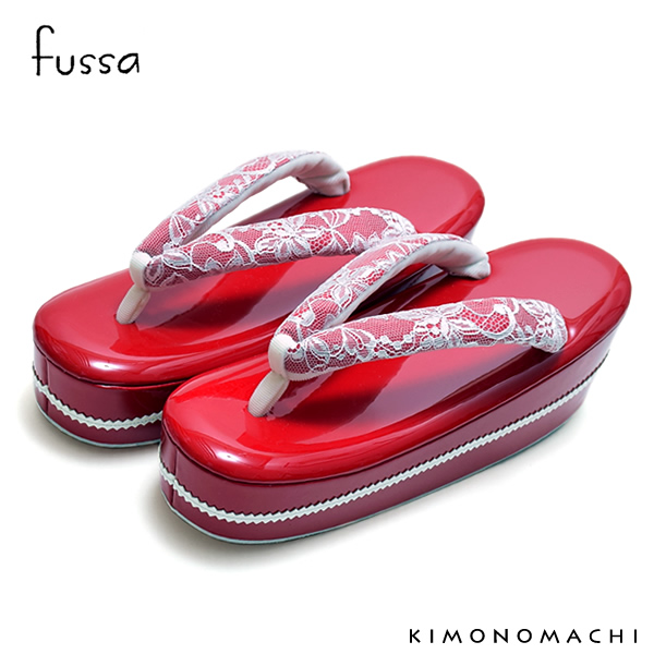 【Prices down2】振袖草履 fussa 草履単品「赤色 レース」カッティング紐花コサージュ 振袖草履 フッサ 成人式 結婚式に [送料無料]ss2512zbg50 Prices down2】振袖草履 fussa 草履単品「赤色 レース」カッティング紐