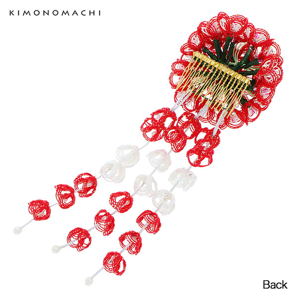 【Prices down2】成人式 髪飾り 振袖 髪飾り「赤色×オーロララメ 水引きのお花飾り」 水引き髪飾り お花髪飾り 成人式の振袖、卒業式の袴にも コーム髪ss2512wkk45_2