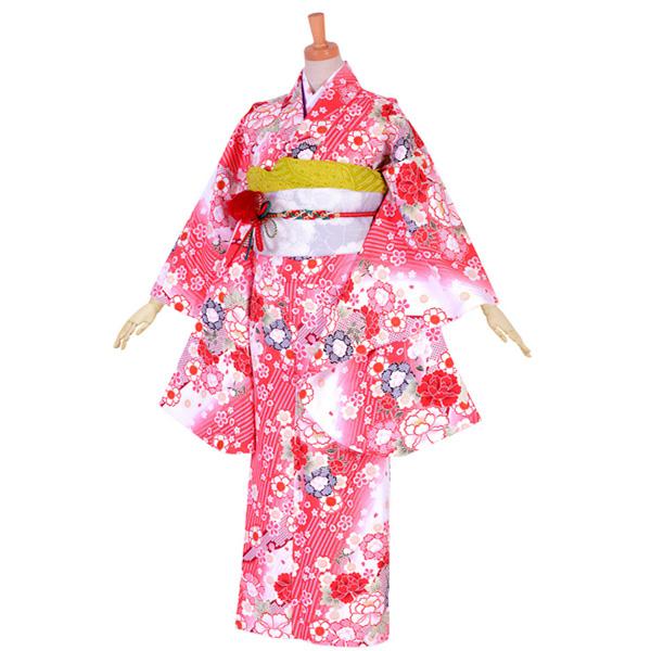 振袖フルセット 正絹 習え クリーム×マルチカラー 源氏車 