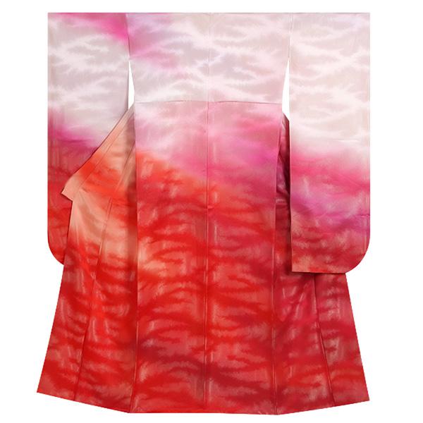 中古品】仕立て上がり 振袖 「赤ぼかし 天女」貸衣装処分 レンタル処分