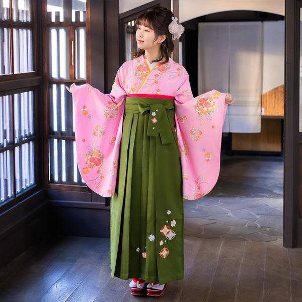 【中古品】二尺袖 単品 卒業式小学生 「ピンク 薬玉柄」貸衣装処分 レンタル処分品 卒業式 【メール便不可】ss2512kck10