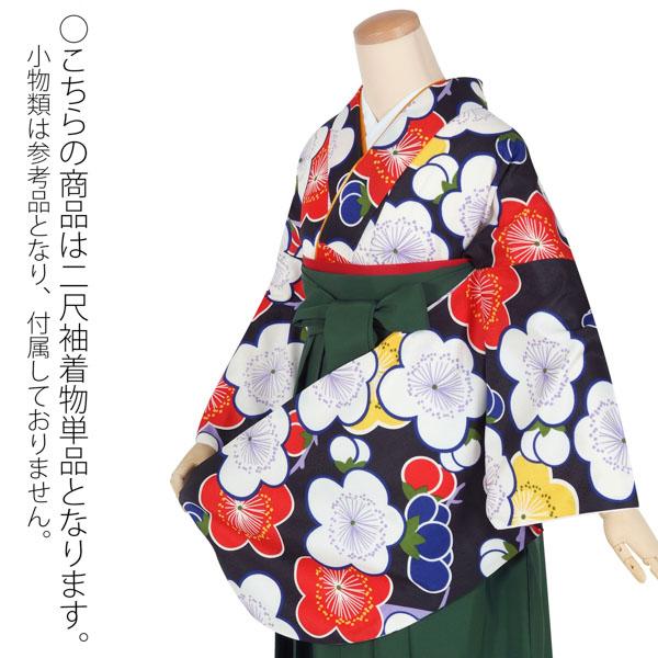 中古品】二尺袖 単品「黒 梅の花」貸衣装処分 レンタル処分品