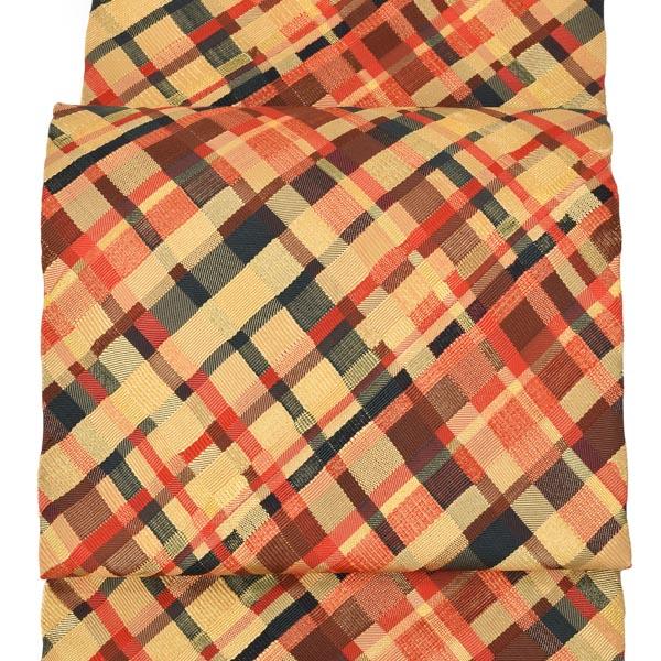 【新古品】仕立て上がり 袋帯 「斜め格子 チェック」【メール便不可】ss2512ofk10