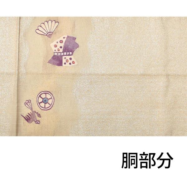 【中古品】仕立て上がり 袋帯 「金に戦士」 洒落帯 正絹 【メール便不可】_2