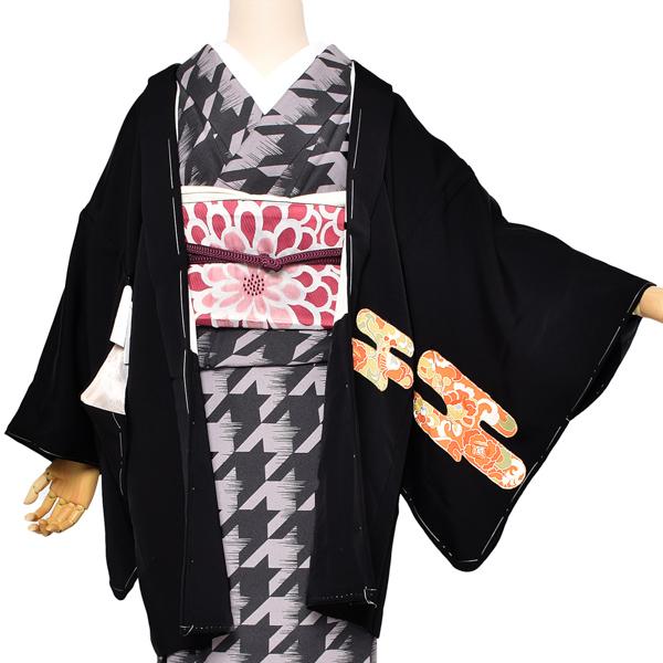 【Prices down2】【中古品】羽織 「黒地 雲取に唐花文 金刺繍」 正絹 羽織り 【メール便不可】＜T＞ss2512hor45