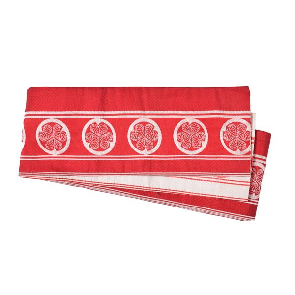 Prices down2】【中古品】仕立て上がり 半幅帯「赤に葵文」【メール便