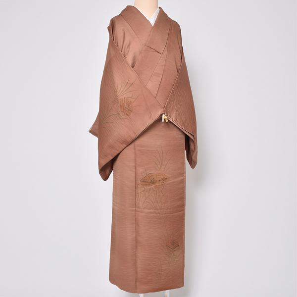 【Prices down2】【中古品】仕立て上がり 訪問着「露芝風地紋に文箱」袷 着物 正絹 【メール便不可】＜T＞ss2512kck45 Prices down2】【中古品】仕立て上がり 訪問着「露芝風地紋に文箱」袷