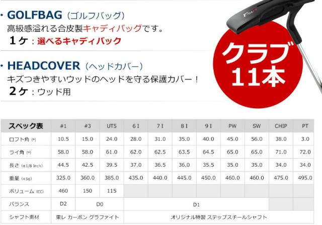アウトレット品（わけあり 展示 撮影） WE クロスモデル F-01αメンズゴルフクラブセット CBR5 ジェットブラックバッグ付き 右利き用 フレックスR_2