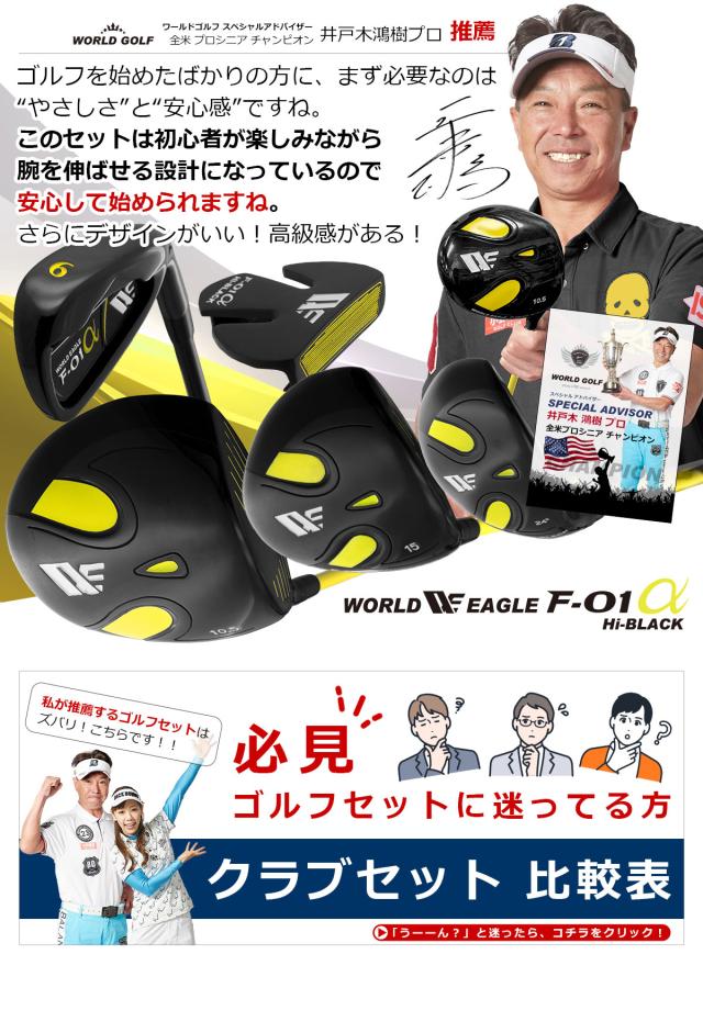 ワールドイーグル F-01 ハイブラック メンズ 13点 クラブセット WE F-01 Hi-BLACK CBR5 キャディバッグ付_4