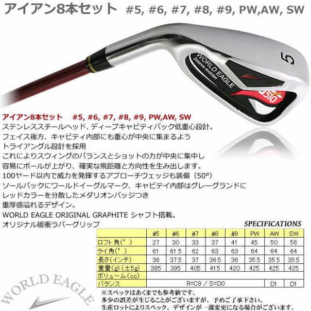 ワールドイーグル G510 メンズ アイアン8本セット 左利き用_1