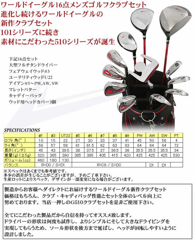 WORLDEAGLE g510 メンズ FLEX S 12本 右利き用 ワールドイーグル