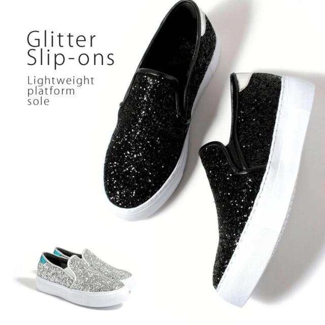 スリッポン スニーカー 軽量スニーカー グリッターラメ フラットシューズ 厚底 9995の通販はau Pay マーケット ハイヒール専門店 ビ ミラノ