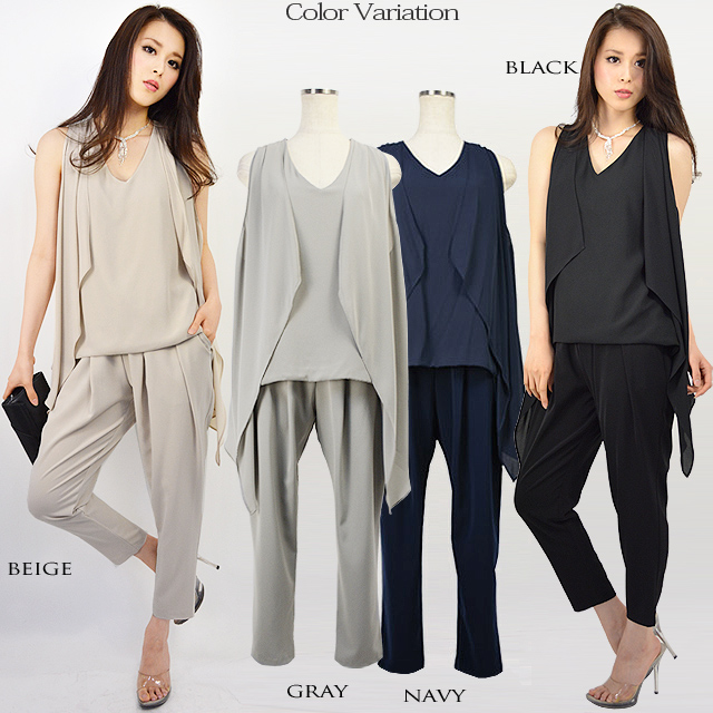 パンツドレス 結婚式 送料無料 ジレ風トップス サルエルパーティーパンツドレス セットドレス 6サイズ 大きいサイズ マタニティの通販はau Pay マーケット Dress K O ドレスケーオー