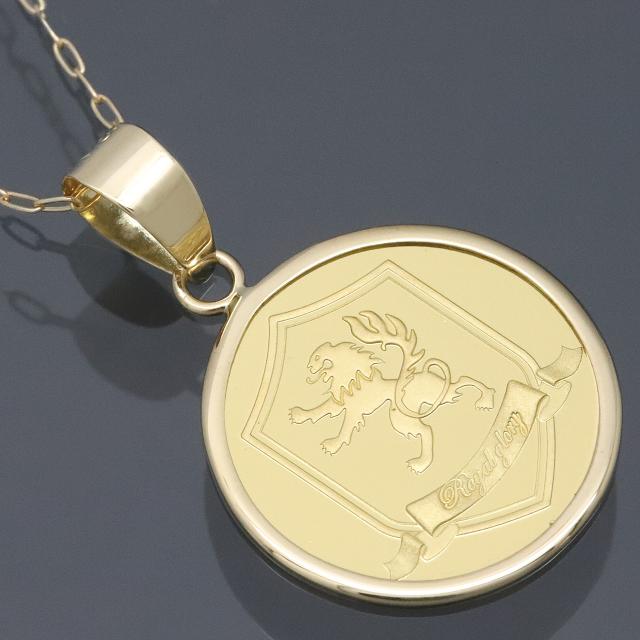 コイン ネックレス ペンダント クラウン シンプル枠 24金 K24