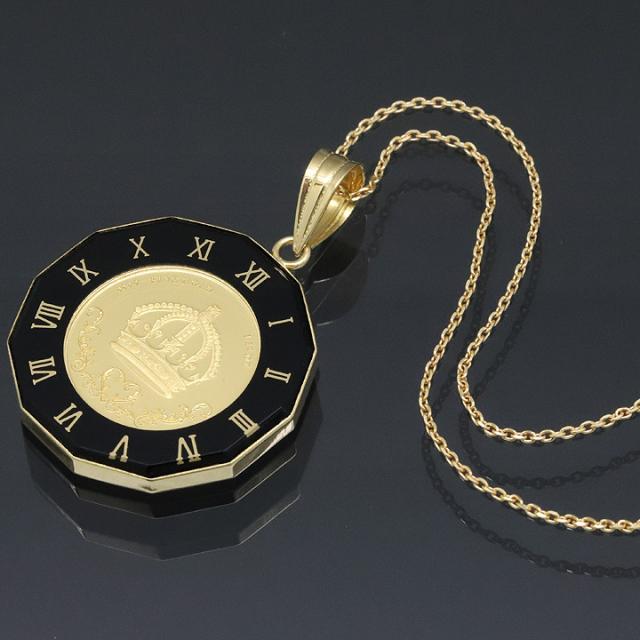 24金】K24クラウンチャーム ネックレス ペンダントトップ 24金×18金