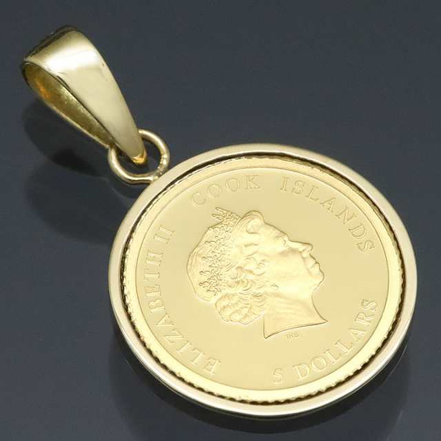コイントップ 24金 ペンダントヘッド 0.5g 英国エリザベス女王