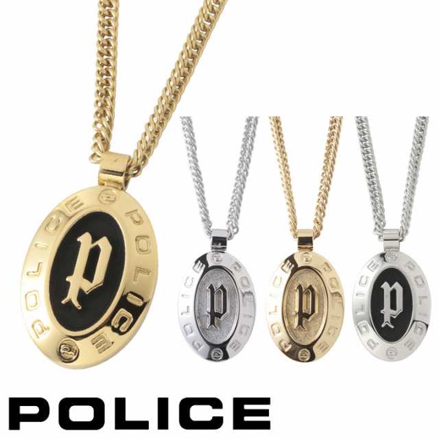 【ポイント5倍】 ポリス ネックレス ペンダント メンズ サークル オーバル ゴールド シルバー ブラック POLICE HUKA GN2102510 GN2102511