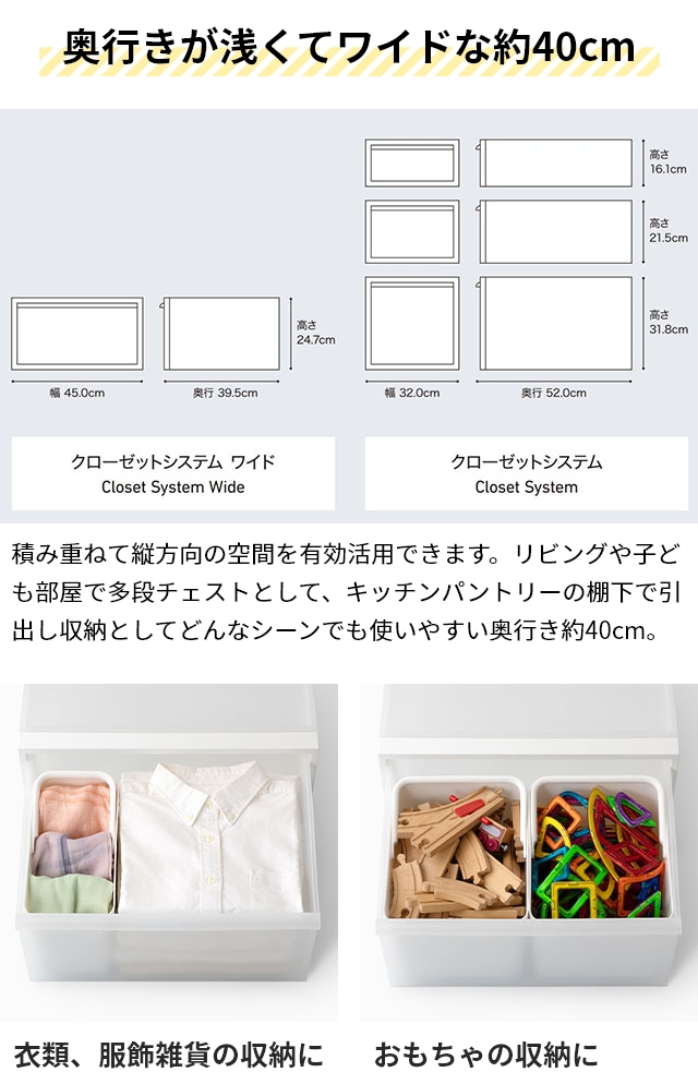 ライクイット 選べる豪華特典 クローゼットシステム 引出し ワイド横型M 3個セット 収納ケース 収納ボックス 衣類 スリム おしゃれ 子供 コンテナボックス 組み合わせ 積み重ね 取っ手付き ほこりが入らない 中が見えない like-it_12