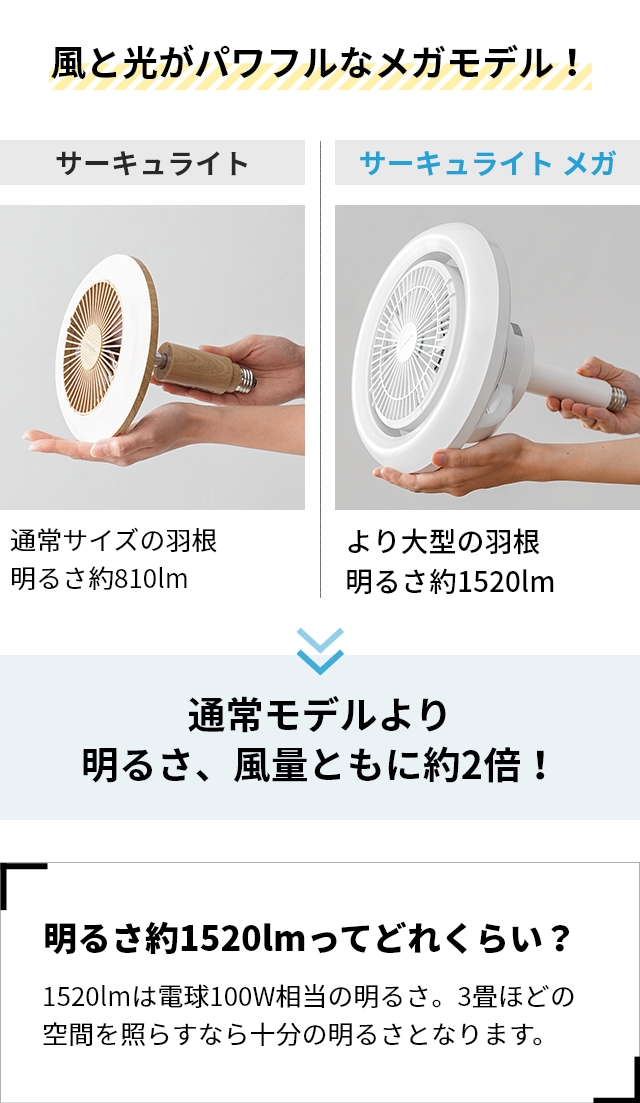 LEDライト 選べる豪華特典 サーキュライト メガ シリーズ 回転モデル KSLS10RCWH KSLH10RCWH シーリングファン 扇風機 サーキュレーター シーリングライト LED 照明 調光 調色 小型 E26 100W相当 おしゃれ 360° ファン付き トイレ 脱衣所 CIRCULIGHT Mega Series