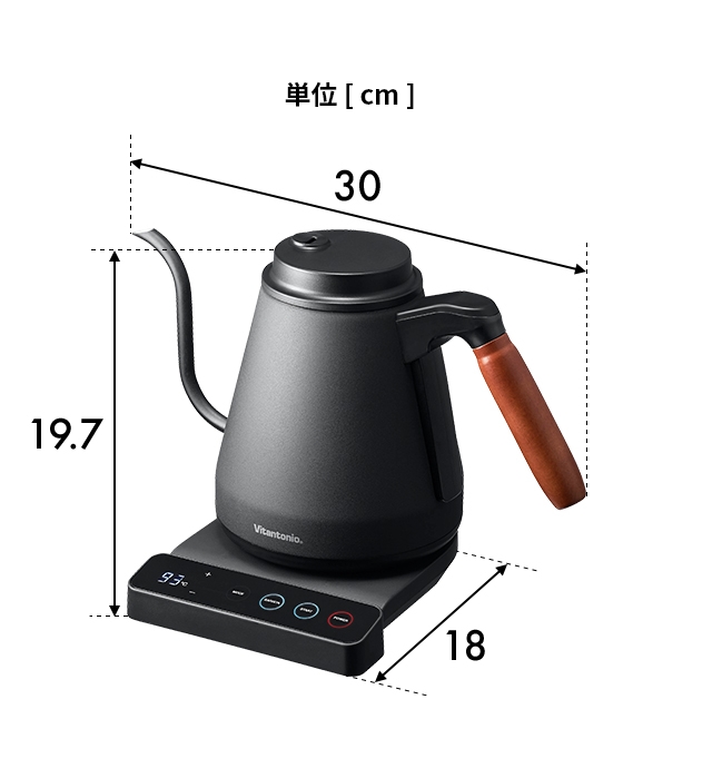 ビタントニオ 電気ケトル 温調ドリップケトル アクティ2 VEK-20 ケトル ドリップケトル ポット 電気ポット 湯沸かし 温度調節 保温 ドリップ ハンドドリップ おしゃれ ステンレス コーヒー 珈琲 0.8L 800ml 細口 電気 温度 Vitantonio ELECTRIC DRIP KETTLE