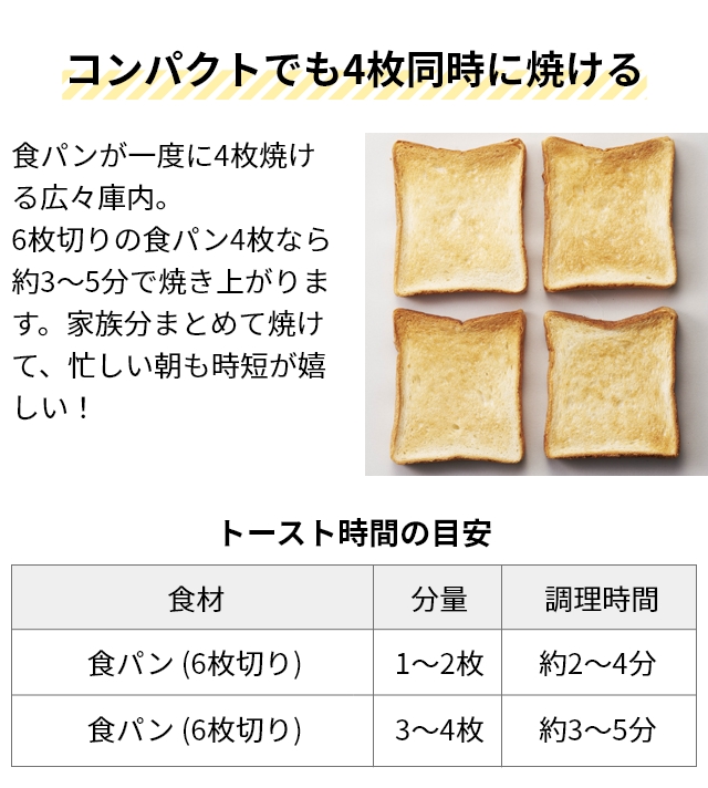 ビタントニオ トースター オーブントースター VOT-50 オーブントースター オーブン 4枚 温度調節機能 4枚焼き おしゃれ トレー コンパクト 焼き芋 パン クッキー 餅 掃除 揚げ物 温め お菓子 温度調節 チーズケーキ さつまいも サーモスタット 食パン 1200w Vitantonio_4
